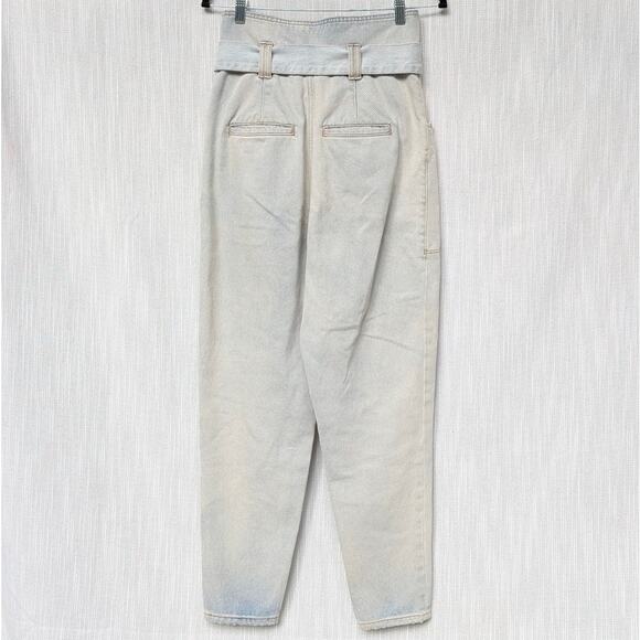 IRO Paris Vieno Denim Belted High Rise Tapered Leg Paperbag Jeans, size FR36/US4 - Picture 3 of 10